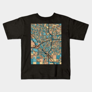 Fresno Map Pattern in Mid Century Pastel Kids T-Shirt